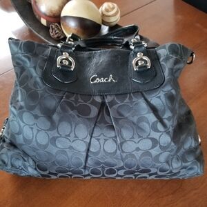 Coach Black Signature Jacquard Pleated Satchel Shoulder Bag F15510